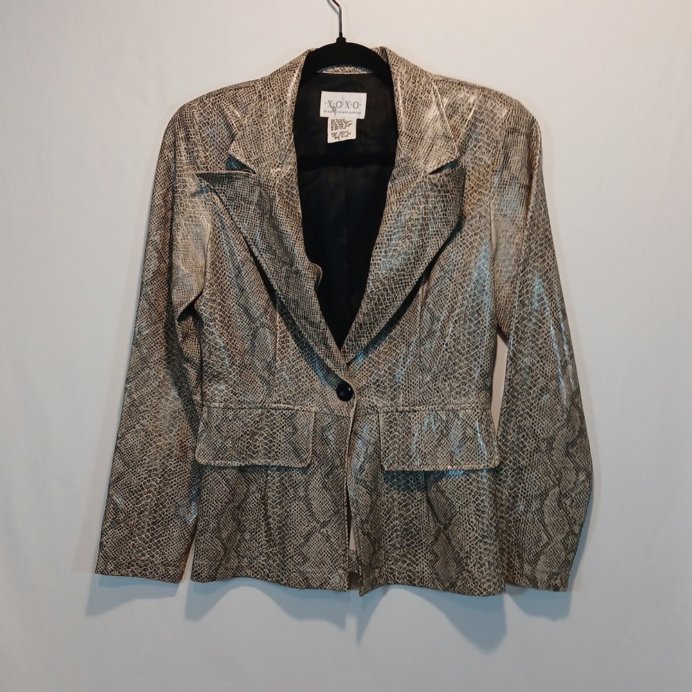 VTG XOXO In America and Abroad S Snakeskin Jacket 90s Y2K Chic Stretchy